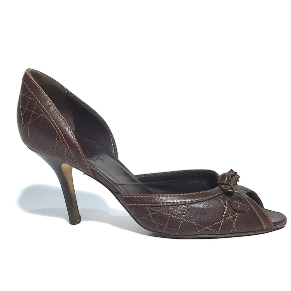 Dior Shoes - Christian Dior Quilt Stitch Open Toe D'Orsay Heels